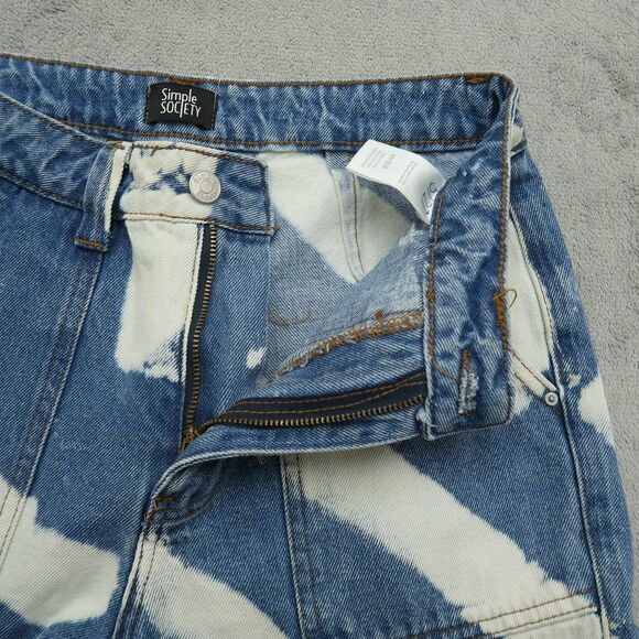 Simple Society Cargo Jeans Juniors Size 5/27 High-Rise Straight Denim 30" Inseam - Picture 2 of 16